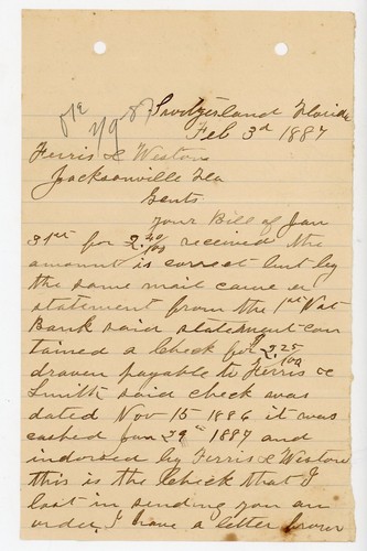 1887 florida business letter - 1887,